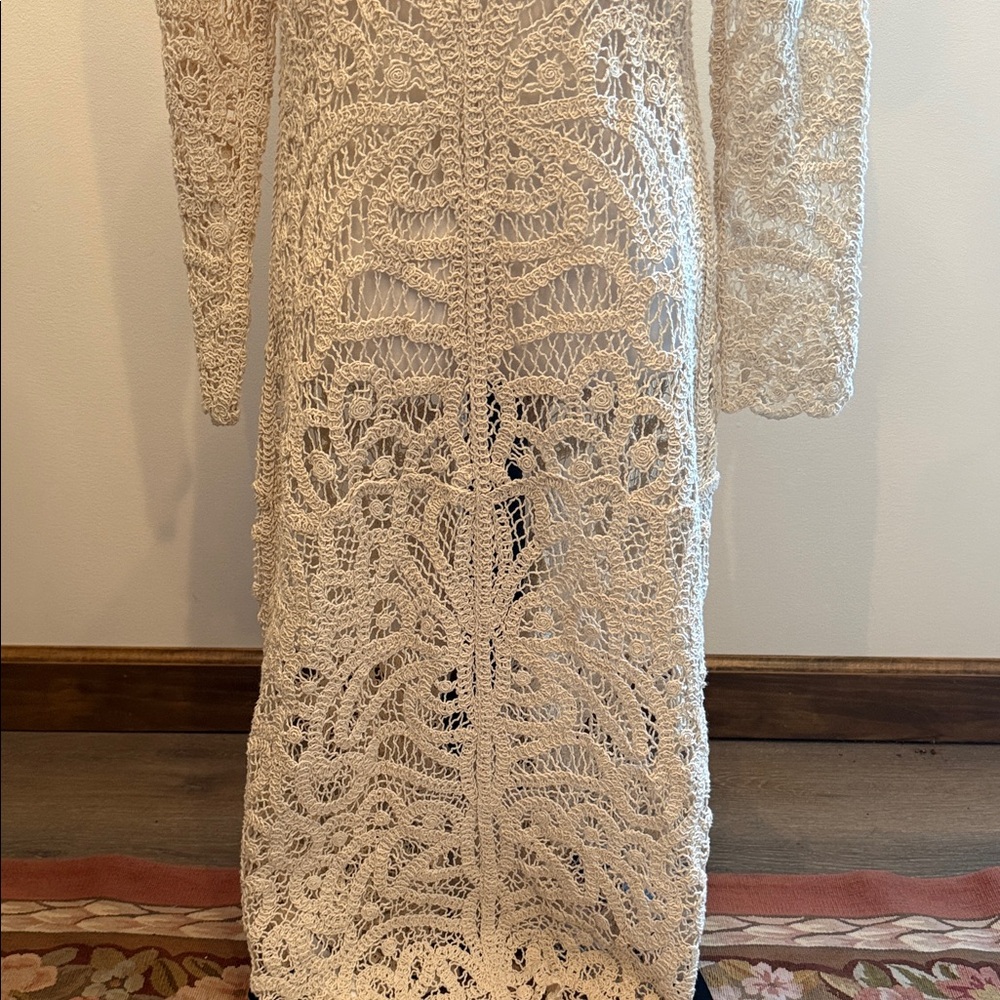 Zara Cream Lace Long Cardigan - Picture 6 of 9